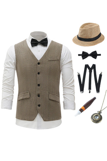Chal caqui solapa para hombre con conjunto de accesorios de 5 piezas